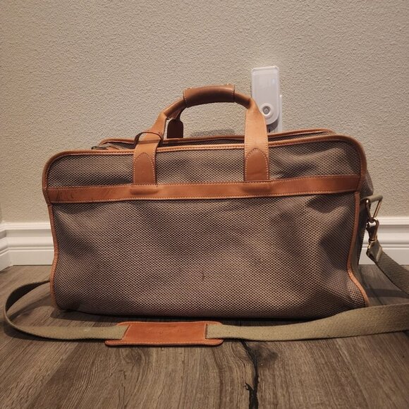 Vtg Christian Dior Canvas Leather Weekender Travel Duffle Bag w/ Strap - Picture 10 of 16